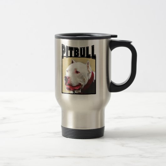 Weiße Pitbull Reise-Tasse Reisebecher (Rechts)