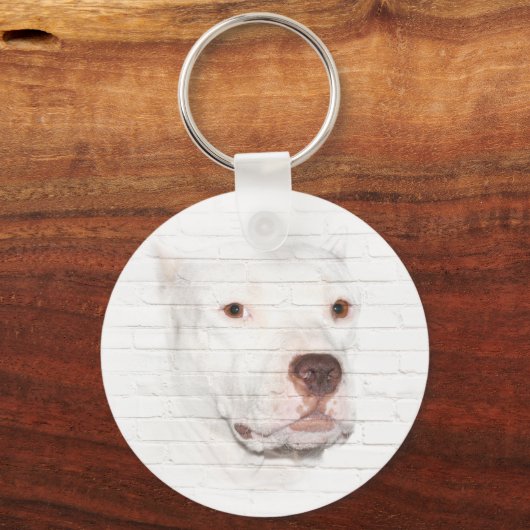 Weiße Pitbulwand Schlüsselanhänger (Vorderseite)