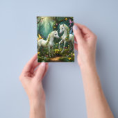 Weiße Pixie Fantasy Pferde im magischen Garten, Flyer (Gruppe)