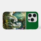 Weiße Pixie-Fantasy-Pferde im magischen Garten, iPhone Hülle (Rückseite (Horizontal))