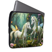 Weiße Pixie Fantasy Pferde im magischen Garten, Laptopschutzhülle (Vorne Rechts)