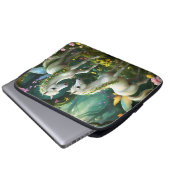 Weiße Pixie Fantasy Pferde im magischen Garten, Laptopschutzhülle (Vorne Knopf)