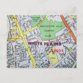 WEISSE PLAINS, NY Vintag Map Postcard Postkarte