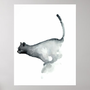 Weiße Plakatkatzen der grauen mürrischen Katze Poster