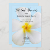 Weiße Plumeria auf Blau, Blumen, Brautparty Einladung (Vorne/Hinten)
