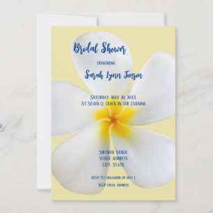 Weiße Plumeria auf Gelb, Blüte, Brautparty Einladung