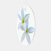 Weiße Plumeria Bloom Metal Ornament Aus Metall (Vorderseite links)