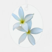 Weiße Plumeria Bloom Metal Ornament Aus Metall (Rückseite)