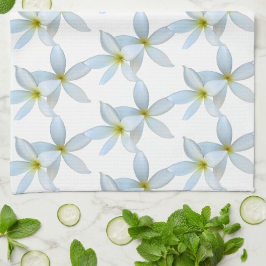 Weiße Plumeria Blooms Geschirrtuch (Gefaltet)