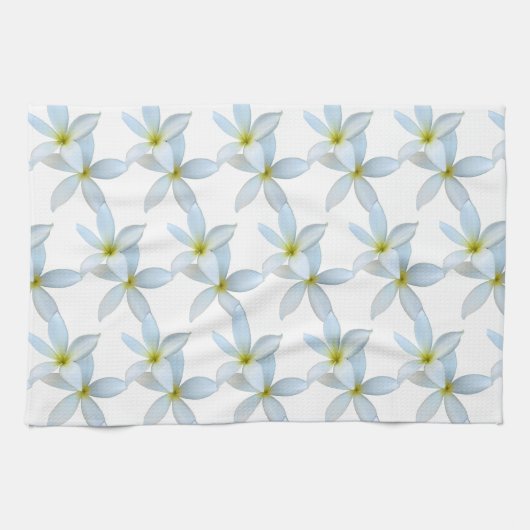 Weiße Plumeria Blooms Geschirrtuch (Horizontal)