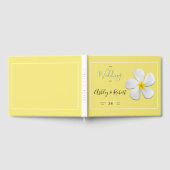 Weiße Plumeria-Blume auf Gelb, Moderne Hochzeit Gästebuch (Voll)