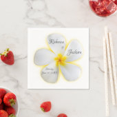 Weiße Plumeria-Blume mit Gelb, Hochzeit, Napkin Serviette (Beispiel)