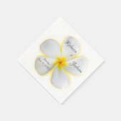 Weiße Plumeria-Blume mit Gelb, Hochzeit, Napkin Serviette (Ecke)