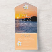 Weiße Plumeria-Blume mit goldenem Sonnenuntergang, All In One Einladung (Innen)