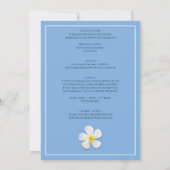 Weiße Plumeria-Blume mit tropischem Strand, Hochze Einladung (Rückseite)