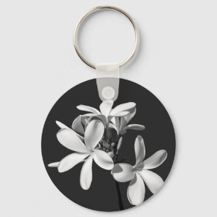 Weiße Plumeria in voller Blüte Schlüsselanhänger