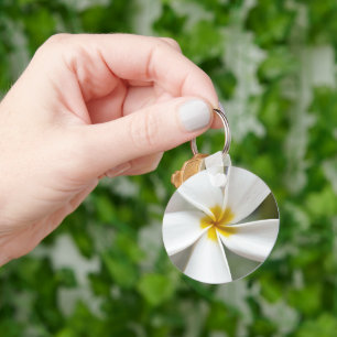 Weiße Plumeria - Makro-Porträt Schlüsselanhänger