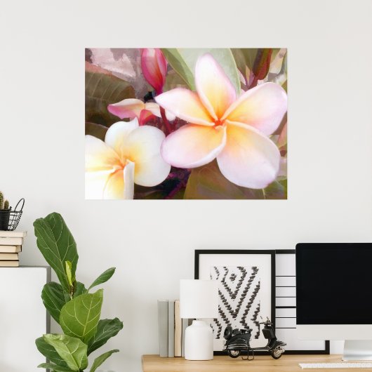 Weiße Plumeria Poster (Heimbüro)