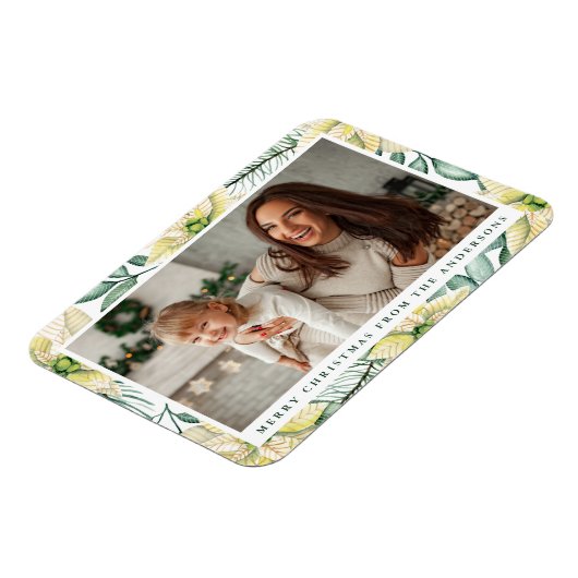 Weiße Poinsettia Blume Foto Magnet (Linke Seite)