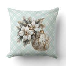 Weiße Poinsettia & Gold Ornamente