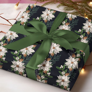 Weiße Poinsettia Winterblumen-Weihnachtsmuster Geschenkpapier