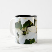 Weiße Poinsettias Zweifarbige Tasse (Vorderseite Links)