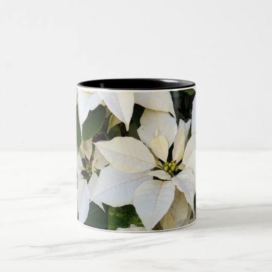 Weiße Poinsettias Zweifarbige Tasse (Mittel)