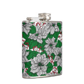 Weiße Poinsettie, Weihnachtsmuster Flachmann (Rechts)