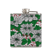 Weiße Poinsettie, Weihnachtsmuster Flachmann (Rückseite)