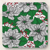 Weiße Poinsettie, Weihnachtsmuster Getränkeuntersetzer (Vorderseite)