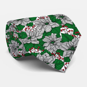 Weiße Poinsettie, Weihnachtsmuster Krawatte