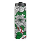 Weiße Poinsettie, Weihnachtsmuster Thermosbecher (Vorderseite)