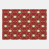 Weiße Poinsettien auf rotem Hintergrund Geschenkpapier Set (Vorderseite 2)