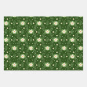 Weiße Poinsettien mit grünem Rot und blauem Hinter Geschenkpapier Set (Vorderseite 3)