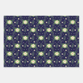 Weiße Poinsettien mit grünem Rot und blauem Hinter Geschenkpapier Set (Vorderseite)