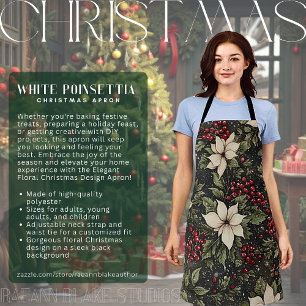 Weiße Poinsettien-Weihnachtsdesign-Schürze Schürze