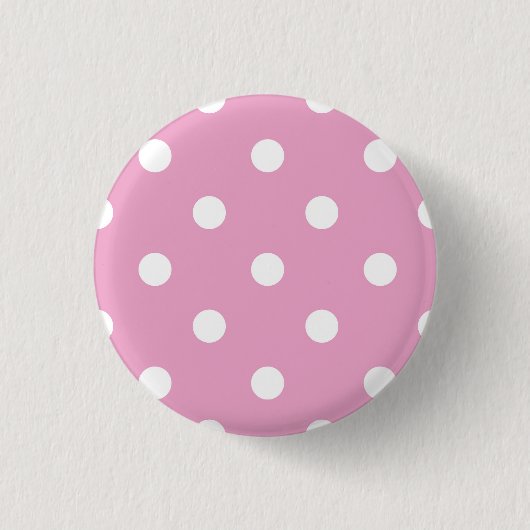 Weiße Polka auf Rosa Button (Vorderseite)