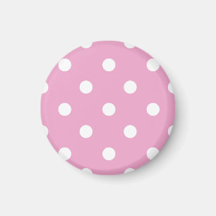 Weiße Polka auf Rosa Magnet