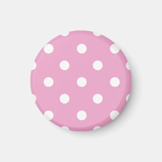 Weiße Polka auf Rosa Magnet (Vorne)