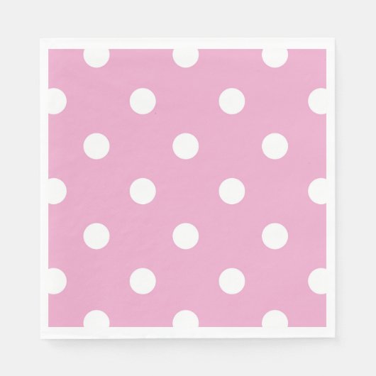 Weiße Polka auf rosa Papiertüchern; Größe wählen Serviette (Vorderseite)