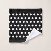Weiße Polka Dots auf Schwarz-Bath-Handtuch-Set Badhandtuch Set (Waschlappen)