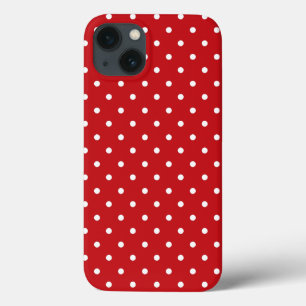 Weiße Polka Dots Muster auf festlichem Rot Case-Mate iPhone Hülle