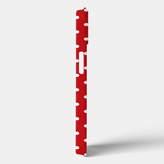 Weiße Polka Dots Muster auf festlichem Rot Case-Mate iPhone Hülle (Rückseite / Rechts)