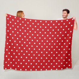 Weiße Polka Dots Muster auf festlichem Rot Fleecedecke
