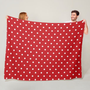 Weiße Polka Dots Muster auf festlichem Rot Fleecedecke