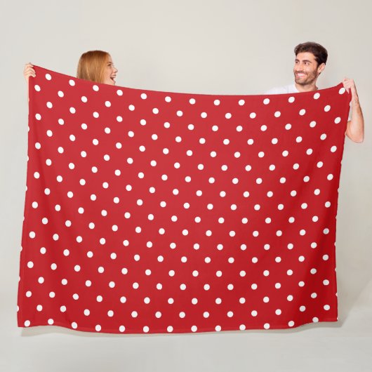 Weiße Polka Dots Muster auf festlichem Rot Fleecedecke (Beispiel)