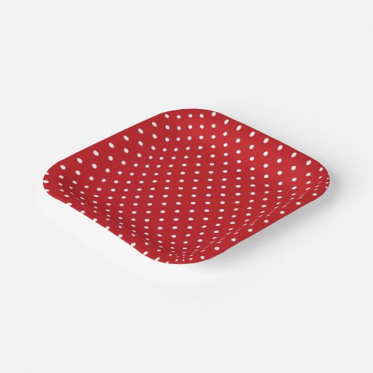 Weiße Polka Dots Muster auf festlichem Rot Pappteller (Gewinkelt)