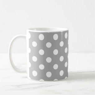 Weiße Polka Dots Muster auf grauem Hintergrund Kaffeetasse