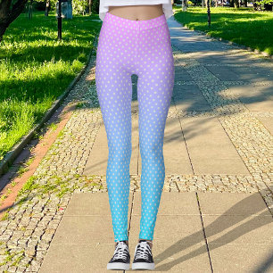 Weiße Polka Dots und Pastel Magenta Türkis Leggings