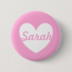 Weiße Polka Herzen auf Cotton Candy Pink Button